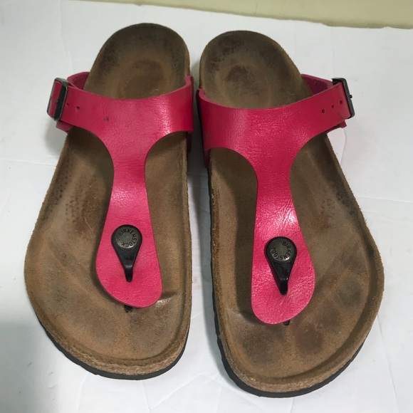 BIRKENSTOCK GIZEH Thong Pink Vegan Leather Sandals Slides Mules Cork Minimalist - Picture 4 of 13